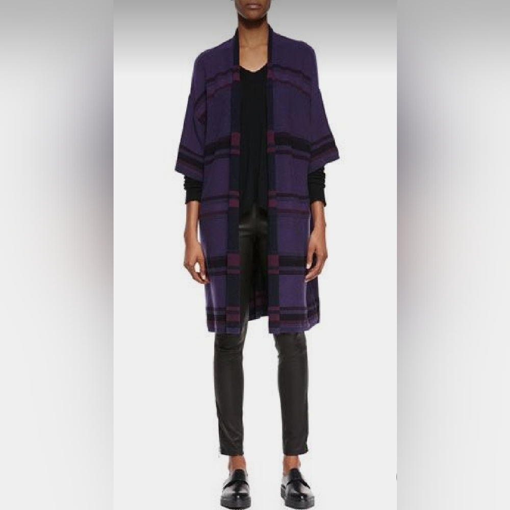 Vince Purple Striped Wool Cashmere Oversized Duster Cardigan Size XS/S